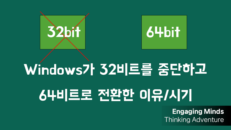 Windows가 32비트를 중단하고 64비트로 전환한 시기는?