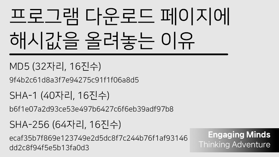 프로그램 다운로드 페이지에 해시값을 올려놓는 이유